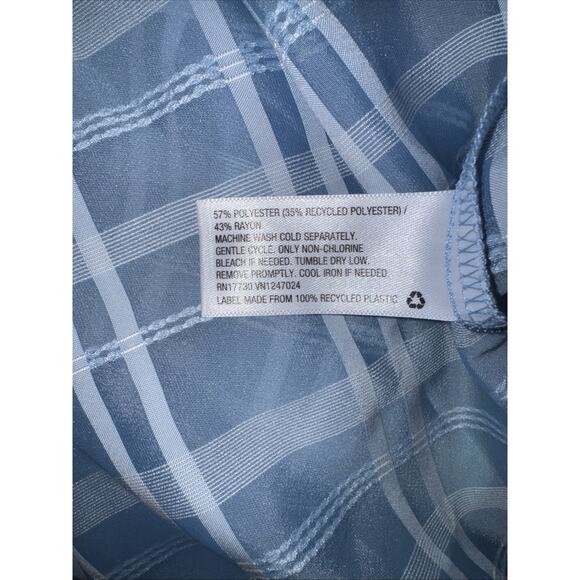 Future Collective Gabriella Light Blue Gingham Check 3/4 leeve V-Neck Size 2x - Picture 11 of 11